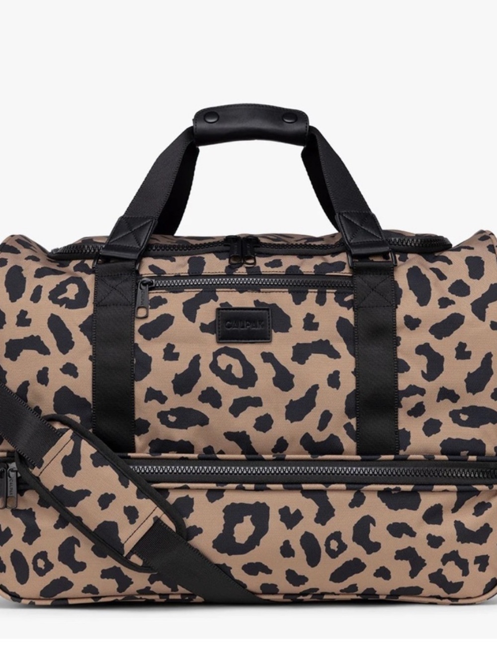 Calpak Leopard-Print Duffel Bag in Brown and Black